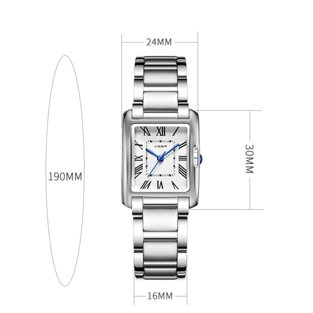 Luxury-inspired silver and gold tank watch for women