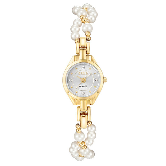 Small Face Pearl Women Watch - White