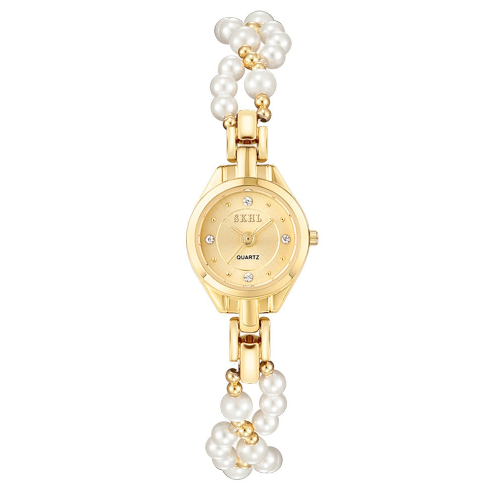 Small Face Pearl Women Watch - Gold