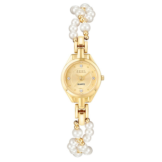 Small Face Pearl Women Watch - Gold