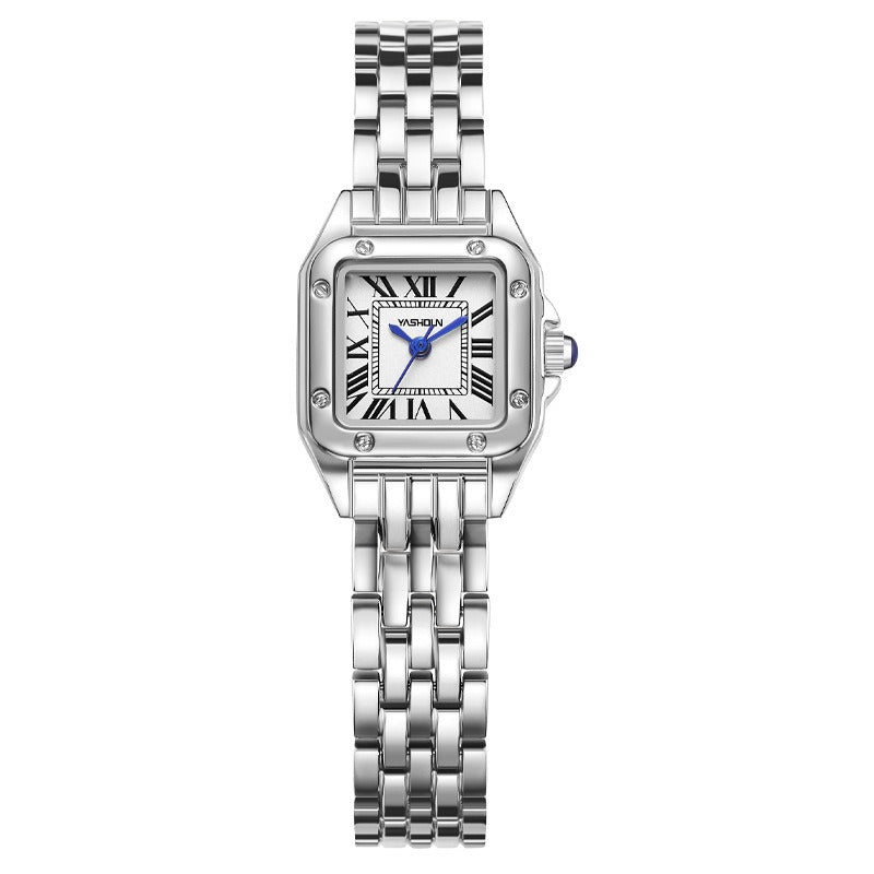 Women Square Watch Big Ben Style - Silver