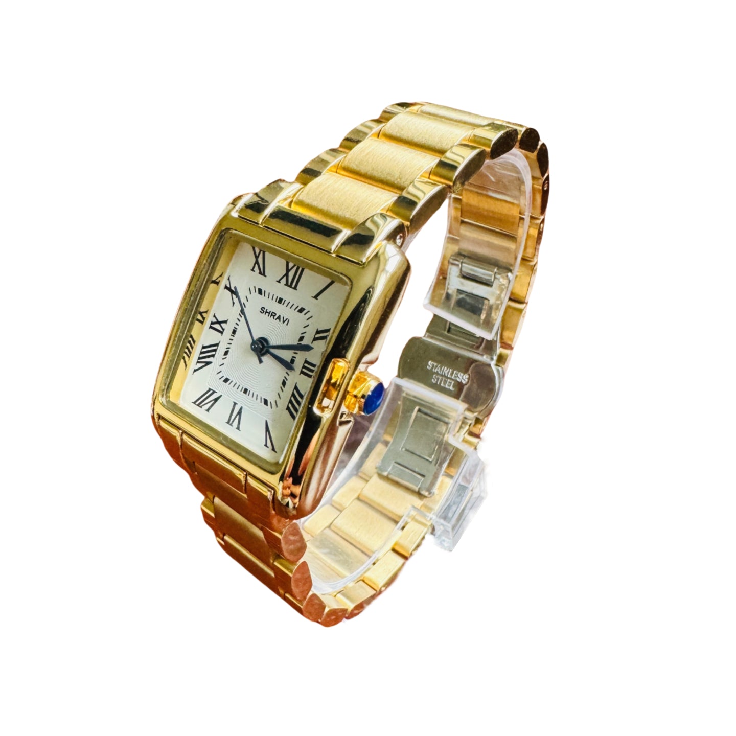 Luxury-inspired silver and gold tank watch for women