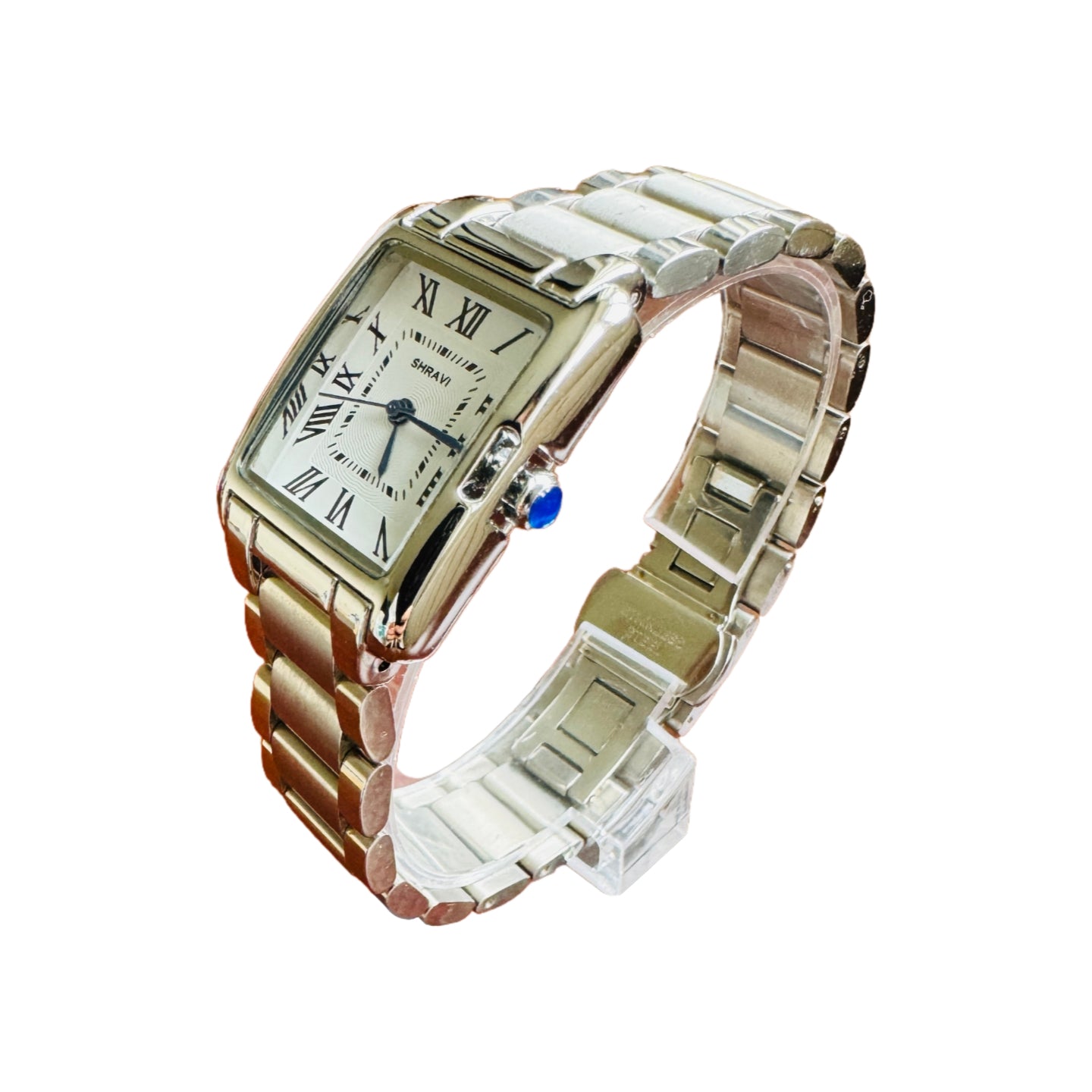 Luxury-inspired silver and gold tank watch for women