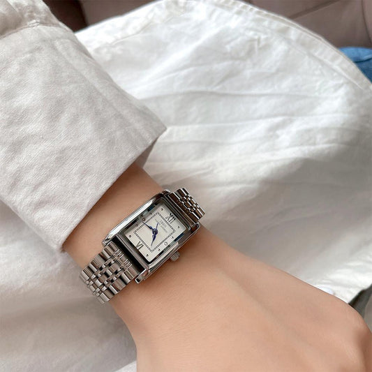 Women Silver Tank Watch