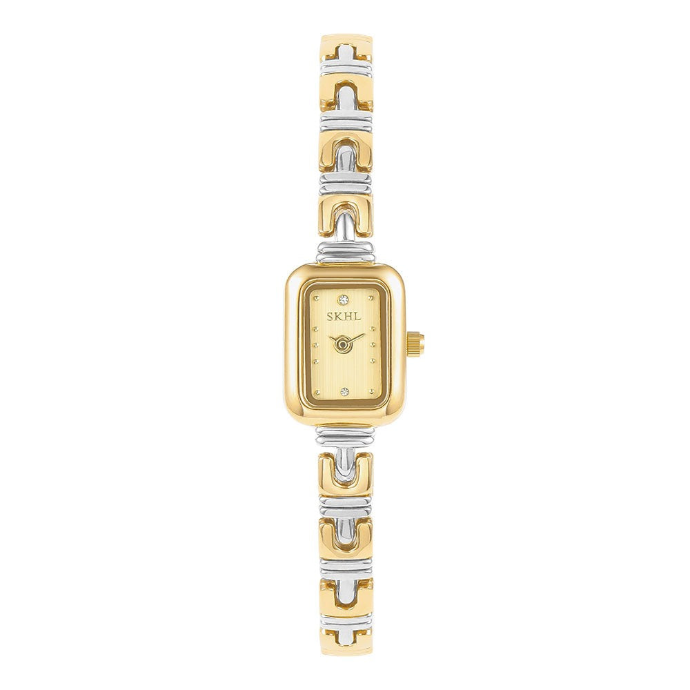 Dainty Tank Watch - Silver & Gold