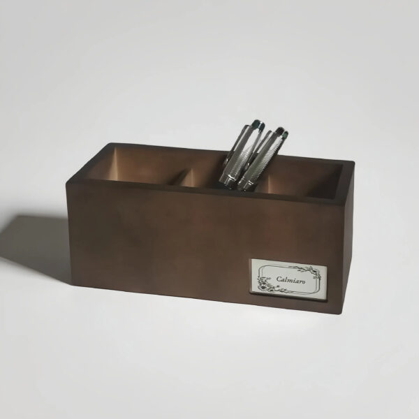 Vintage Wooden Desk Organizer –Pen Holder- 3-Compartment Storage Box - Image 2